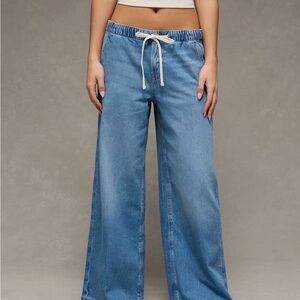 American Eagle Outfitters Indigo Dreamy Drape low-rise ultra wide leg